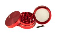Alugrinder + Pollinator/Sieb 4tlg. D 50 mm H 40 mm, CNC, rot
