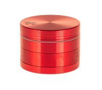 Alugrinder + Pollinator/Sieb 4tlg. D 50 mm H 40 mm, CNC, rot