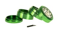 Alugrinder + Pollinator/Sieb incl. Sichtfenster 4tlg. D 50 mm H 40 mm, CNC, grün