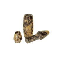 Purpfeife Budbomb aus Stein verziert mit Hanfblatt L 9 cm