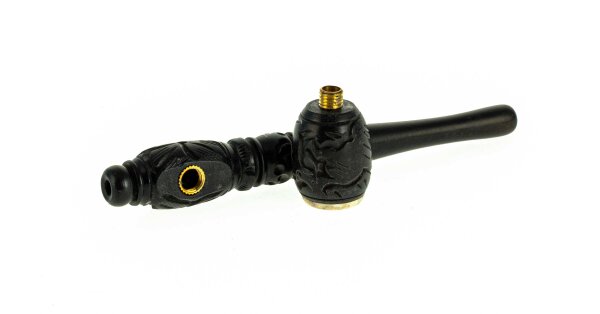 Holzpfeife verziert mit Specksteineinsatz L 14 cm