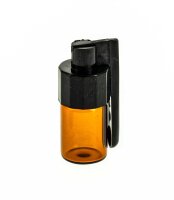 Pulverflasche mit Löffel H 3,8 cm (außen am Deckel) - Klein - Braunglas