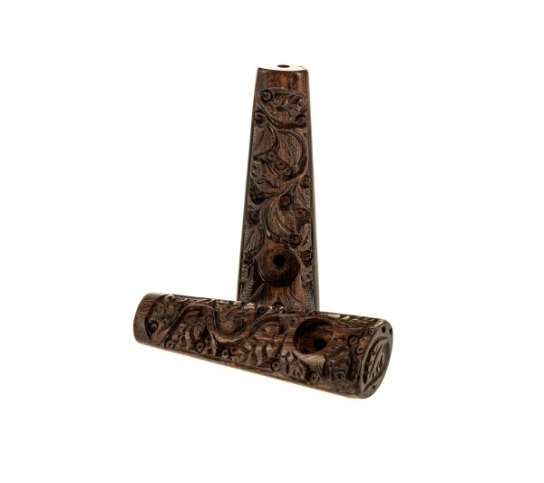 Holzpfeife mit Leaf verziert L 9 cm