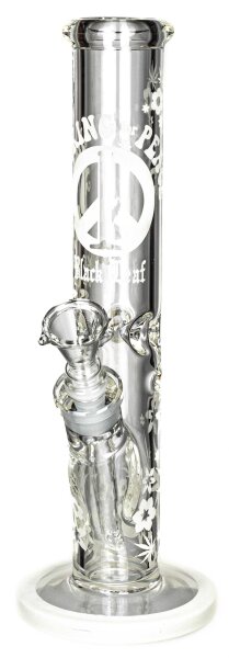 Glasbong Black Leaf "Smoking for Peace" 18,8er auf 14,5er Ice Glow WS 7 mm H 35 cm