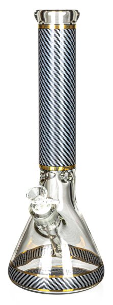 Heisenberg Glasbong 18,8er auf 14,5er "Carbon Beaker" - Schwarz - H 38 cm WS 7 mm D 13 cm verfügbarkei