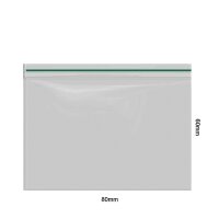 Tütchen 80x60 mm mit grünem Streifen - breite Öffnung - 50µ