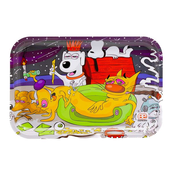 Dunkees Rolling Tray - Dawgz (Cat Dog, Snowball, Brian, Snoopy) - 20x30 cm - Small/Medium