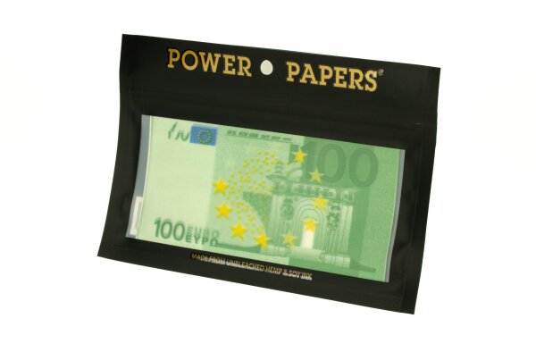 Power Papers - Super King Size Slim - einzeln bedruckt 100 Euro Motiv - 12x Blättchen + 12xFiltertip