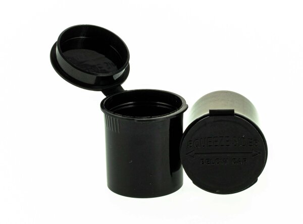 Kunststoffdose mit Pop Up Deckel - 20ml D 32 mm H 36 mm - Schwarz