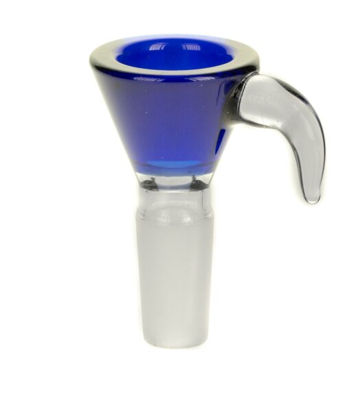 Glaskopf 14,5er - konisch mit Henkel - Blau/Klar