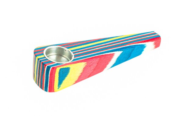 Holzpfeife "Bunte Streifen" klein L 8 cm - versch. Farben