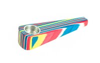 Holzpfeife "Bunte Streifen" klein L 8 cm - versch. Farben