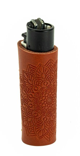 Lederhülle/Cover für Clipper - geprägt - Mandala Flower