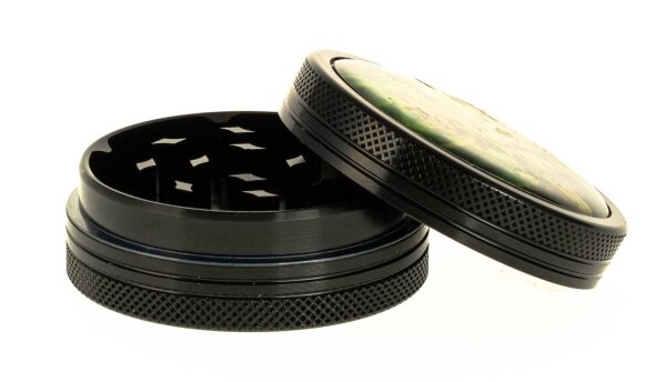 Alugrinder H 20 mm, D 50 mm, Black Leaf "Weed"