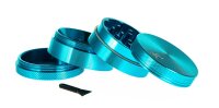 Alugrinder + Pollinator/Sieb 4tlg. D 50 mm H 40 mm, CNC, hellblau