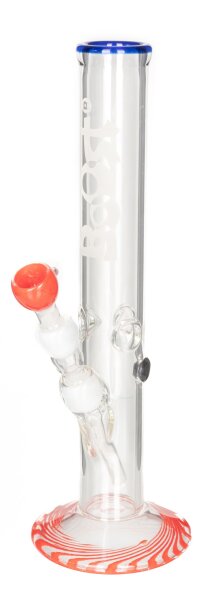 Boost Glasbong 18,8er - Cane Color - H 38 cm D 50 mm WS 5 mm - Rot/Blau/Klar - ICE