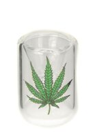 Purpfeife aus Glas - gerade - Hanfblatt Aufdruck - L 10 cm