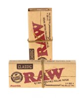 RAW Classic Connoisseur - unbleached - 1 1/4 - 50 Blättchen + 16 vorgerollte Tips