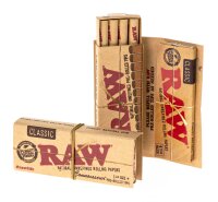 RAW Classic Connoisseur - unbleached - 1 1/4 - 50 Blättchen + 16 vorgerollte Tips