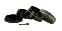 Black Leaf - Alugrinder + Pollinator/Sieb 4tlg. D 50 mm H 40 mm, CNC, Schwarz