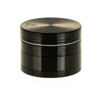 Black Leaf - Alugrinder + Pollinator/Sieb 4tlg. D 50 mm H 40 mm, CNC, Schwarz