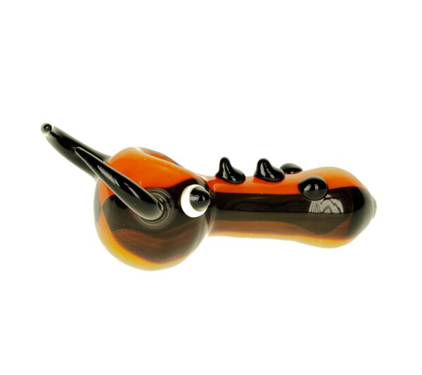 G-Spot Glaspfeife 10 cm Käfer mit Hörnern - rot/schwarz Nr.40