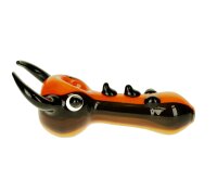 G-Spot Glaspfeife 10 cm Käfer mit Hörnern - rot/schwarz Nr.40