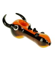 G-Spot Glaspfeife 10 cm Käfer mit Hörnern - rot/schwarz Nr.40
