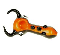 G-Spot Glaspfeife 10 cm Käfer mit Hörnern - rot/schwarz Nr.40