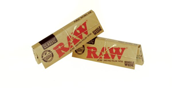 RAW Classic Zigarettenblättchen - unbleached - Single Wide Papers - 50 Blättchen