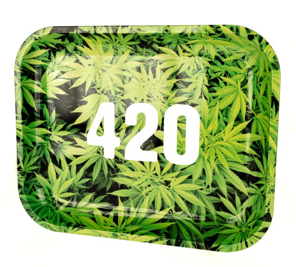 Jelly Joker Rolling Tray - 420 Hanfblatt Grün -34x27,5 cm - Medium