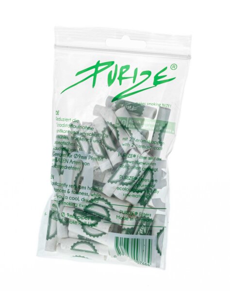 Purize Aktivkohlefilter - Regular - 9 mm - 50 Stk. - Weiß