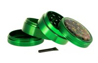 Black Leaf Pollinator Grinder mit Bild - Mushroom - D 50 mm H 40 mm - Grün