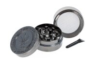 Grace Glass Grinder Pollinator - mit Blatt & Amsterdam Schriftzug D 40 mm - anthrazit