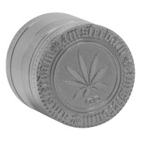Grace Glass Grinder Pollinator - mit Blatt & Amsterdam Schriftzug D 40 mm - anthrazit