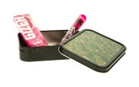 Metalldose - XL Buds - 112x82x26 mm - Schwarz mit Aufkleber