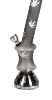 Acrylbong - mit intigriertem Grinder - Dreamliner H 20 cm D 2,0 cm - Grau mit Hanfblättern