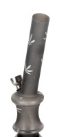 Acrylbong - mit intigriertem Grinder - Dreamliner H 20 cm D 2,0 cm - Grau mit Hanfblättern