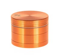 Black Leaf - Alugrinder + Pollinator/Sieb 4tlg. D 50 mm H 40 mm, CNC, Orange