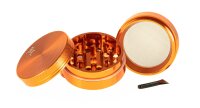 Black Leaf - Alugrinder + Pollinator/Sieb 4tlg. D 50 mm H 40 mm, CNC, Orange