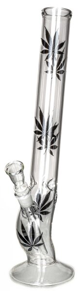 Leafline Glasbong > 18,8er H 42 cm D 50 mm gerader aufbau mit welle + schwarze blätter