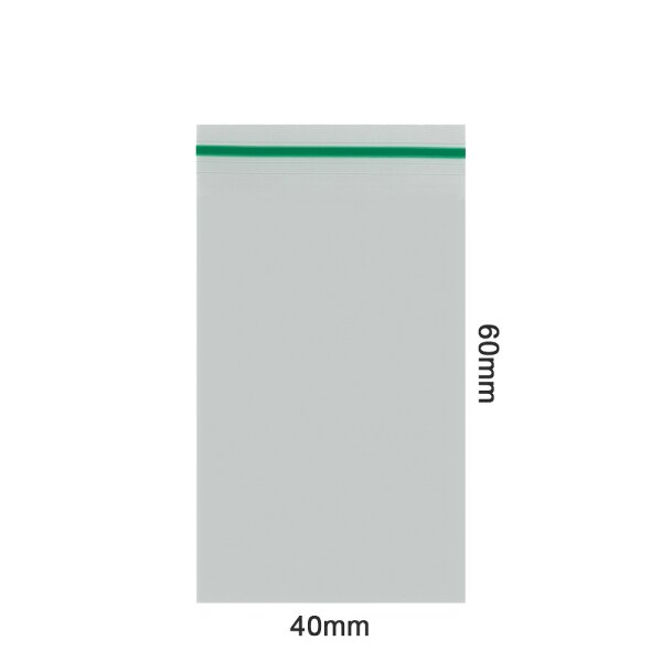 Tütchen 40x60 mm mit grünem Streifen - 70µ