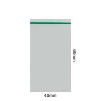 Tütchen 40x60 mm mit grünem Streifen - 70µ