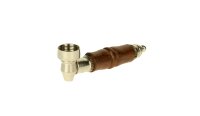 Purpfeife aus Metall/Holz - Kopf Metall - schraubbar - L 9 cm