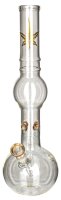 Greenline Glasbong 14,5er - H 39 cm D 40 mm - mit Hanfblatt - ICE