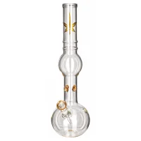 Greenline Glasbong 14,5er - H 39 cm D 40 mm - mit Hanfblatt - ICE