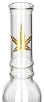 Greenline Glasbong 14,5er - H 39 cm D 40 mm - mit Hanfblatt - ICE