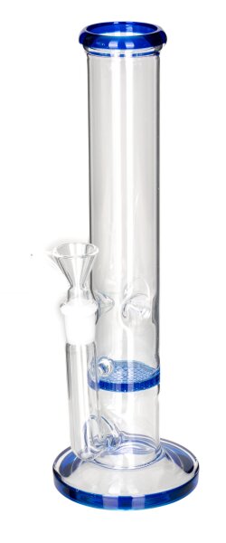 Black Leaf Glasbong - Honey Comb Percolator Blau - 14,5er H26 cm D 40 mm WS 2,5 mm - NO KICK - ICE