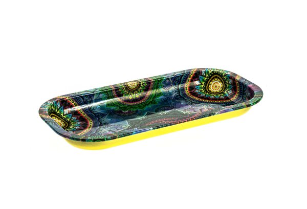 Black Leaf Rolling Tray "Mandala" 20,6x10,5x1,8 cm - Mini