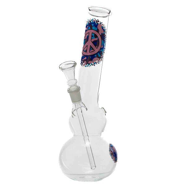 Greenline Glasbong - 14,5er H 26 cm D 36 mm - Peace mit Aufdruck